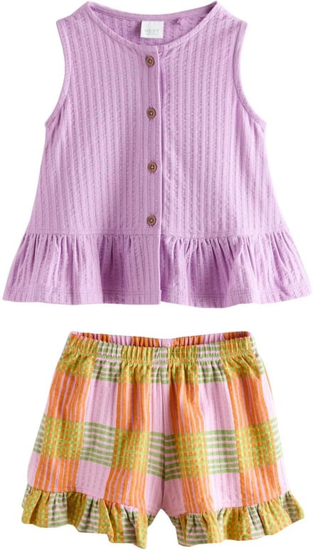 Next - Meisjes - Peplumtop en Korte Broek Set - Paars
