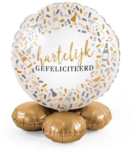 Hartelijk gefeliciteerd - Hello Happy Anniversairy - Ballonnen set met standaard - Everloon