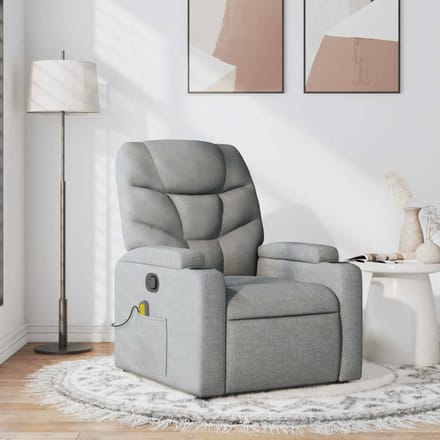 vidaXL - Massagestoel - verstelbaar - stof - lichtgrijs