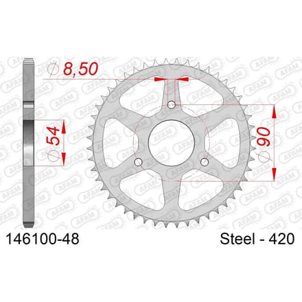 Stalen tandwiel Afam 420 48 dents