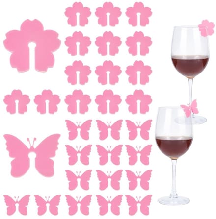Solidchoice - Set van 30 Acryl Wijnglas Bedels in Vlinder en Bloem Design