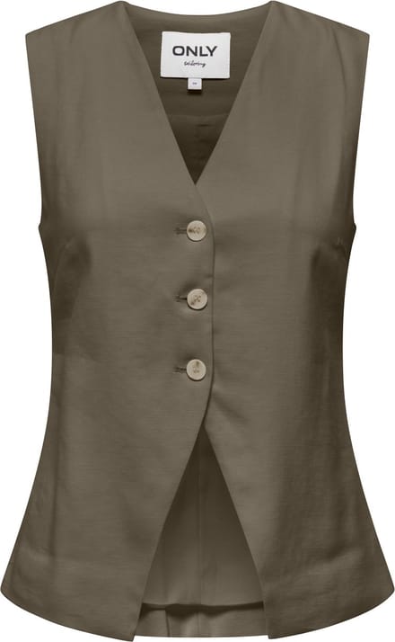 Only groene dames vest   V-hals   Regular fit   Knoopsluiting   Duurzaam   Mouwloos Groen 38