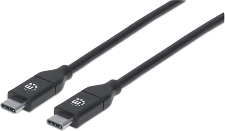 Manhattan USB-kabel USB 2.0 USB-C stekker, USB-C stekker 2.00 m Zwart 355247
