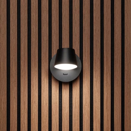 Akudeco – Wandlamp met netstroomaansluiting – Modern rond ontwerp – 3000K – Zwart