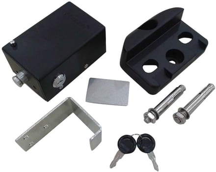 Vente-unique Halfopen elektrsiche draaipoort in aluminium B309 x H181 cm antraciet - TOROMA