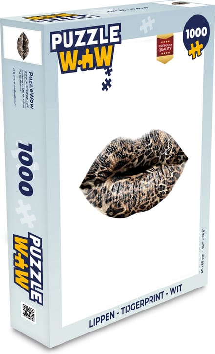 Puzzel Lippen - Tijgerprint - Wit - Legpuzzel - Puzzel 1000 stukjes volwassenen