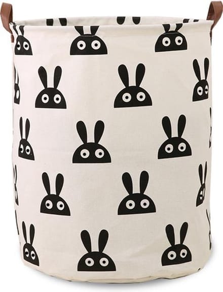 Wasmand - speelgoedmand – opbergmand – Zwart en wit – Haas