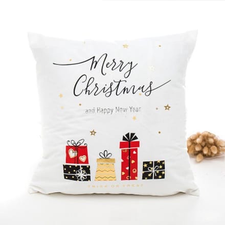 cadeau tip - Kerst kussenhoes - kerst kussen - Wit met kleuren kado