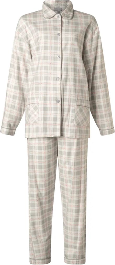 Lunatex - dames pyjama 641513 - flanel - grijs - maat XXL