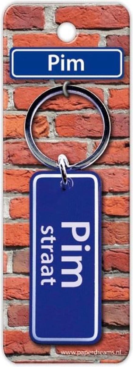 Paper Dreams Sleutelhanger Straatnaam Pim 9 Cm Staal Blauw