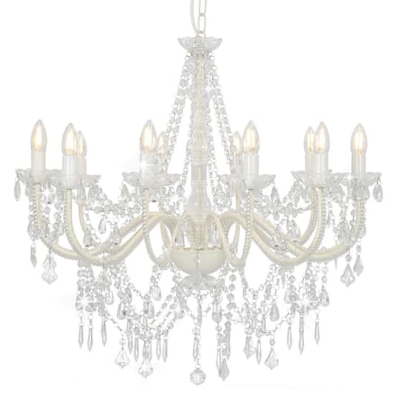 vidaXL - Kroonluchter - met - kralen - 12xE14 - wit
