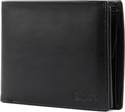 Esquire Leren Portemonnee New Silk Wallet Quer with Flap Black Zwart