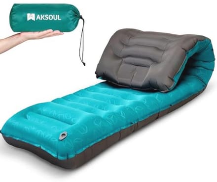 Opblaasbare Campingmat met Kussen – Lichtgewicht en Compact Zelfopblazend Luchtbed voor Avonturen