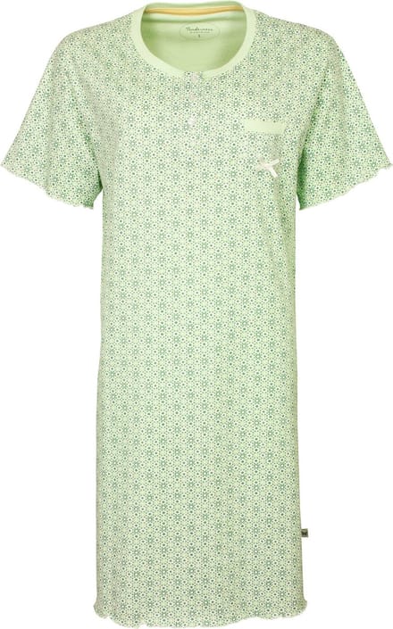 Tenderness Dames Nachthemd - Katoen - Polo Sluiting - Groen - Maat S
