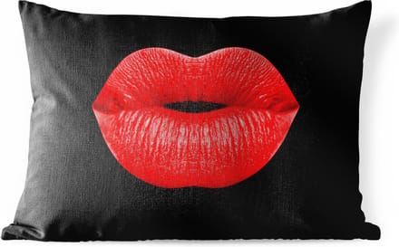 Buitenkussens - Tuin - Lippen - Rood - Zwart - 50x30 cm