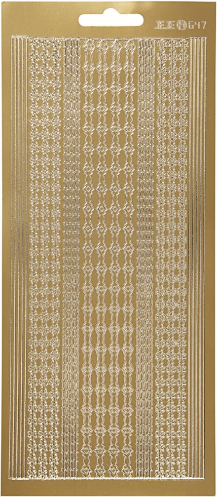 Stickers, randen, vel 10x23 cm, goud, 1 vel