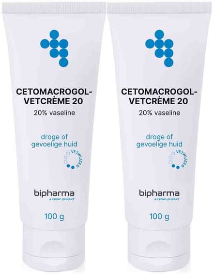 Bipharma Cetomacrogol-vetcreme 20% - 2 x 100 gr - Voordeelverpakking
