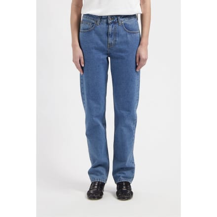 Mud Jeans Go Mid Straight Used Stone Maat: W28L30 | Straight Broeken Outlet | Dames | Blauw