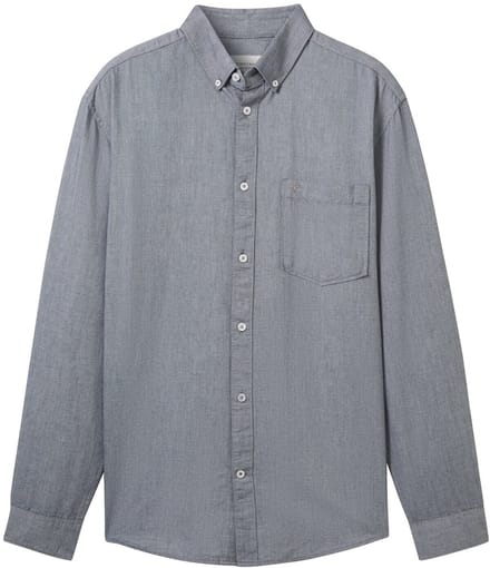 Tom Tailor - Overhemd met normale pasvorm en borstzak - Maat M - navy chambray