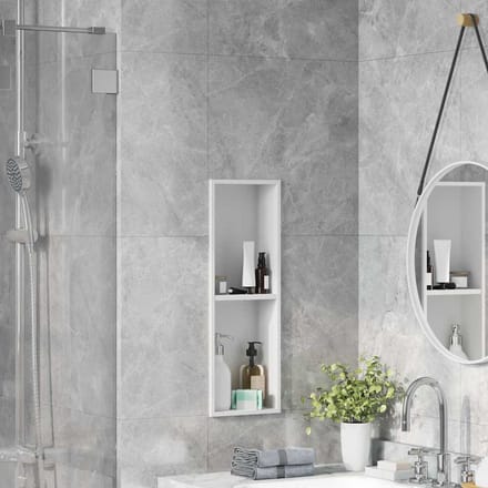 vidaXL - Douche - Niche - Wit - 60 - x - 20 - x - 9,5 - cm - Roestvrij - staal
