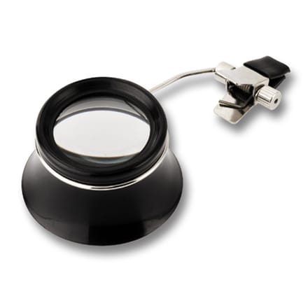 Vergrootglas met brilclip, biconvexe lens, vergroting: 5x, universeel inzetbaar, diameter: 25 mm