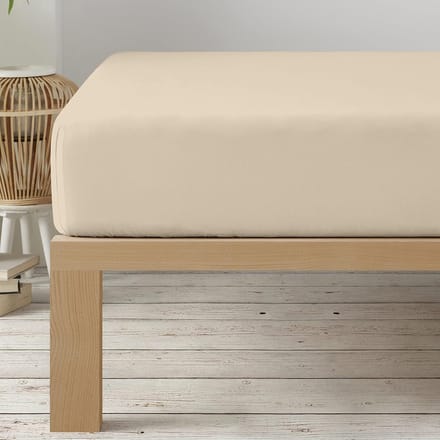 Hoeslaken Microvezel Rechthoekig 90x200 cm Beige Elastiek Rondom