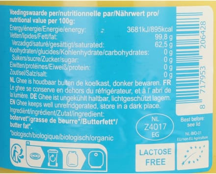 Ghee naturel Ghee-easy - Pot 500 gram - Biologisch