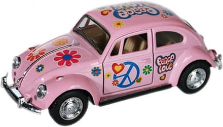 Volkswagen Kever Modelauto - Roze - 12 cm - Metaal - Flower Power Edition