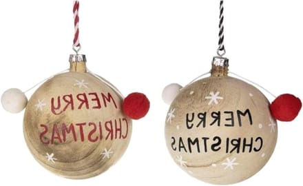 Houten kerstballen met inscriptie 'Vrolijk Kerstfeest' voor een sfeervolle kerstboom, 8 cm diameter