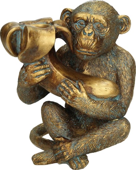 Wants&Needs Kandelaar Monkey Polyresin Goud 13.5 X 10 X 15.5