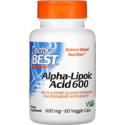 Doctor's Best, Acide Alpha-Lipoïque 600, 600mg, 60 Capsules Végétales