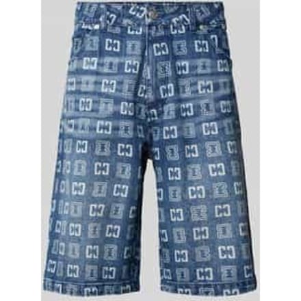 straight fit jeans in denimlook met all-over logoprint