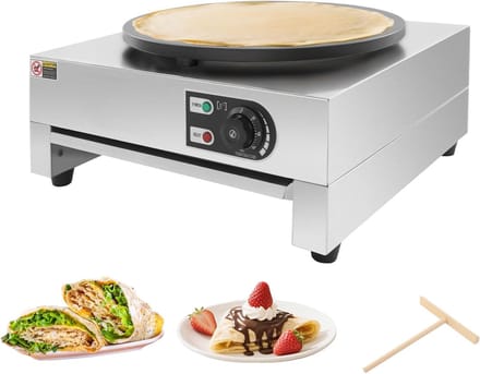 Pannenkoekenmaker XL - Crêpeplaat Elektrisch - Gelijkmatig Bakken - Instelbare Temperatuur - 40 cm Diameter - Wit