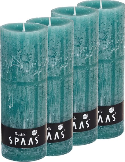 Spaas Rustieke Stompkaarsen 70/190 mm - Smaragdgroen - circa 95u - 4 kaarsen