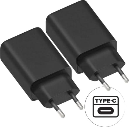 2-Pack Adapter usb C - 20w - Snellaadfunctie - Compact - Naadloos Design - Snel en Gecertificeerd - Zwart