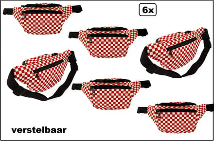 6x Brabant Heuptasje verstelbaar - rood/wit - Carnaval thema feest optocht