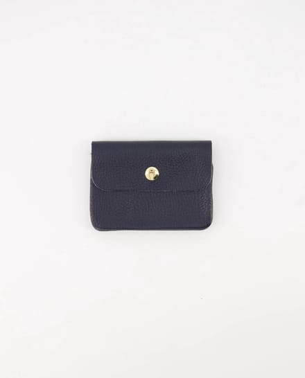 portemonneetje -klein- leer- donkerblauw- goudkleurig