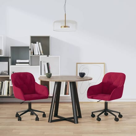 vidaXL - Eetkamerstoelen - draaibaar - 2 - st - fluweel - wijnrood