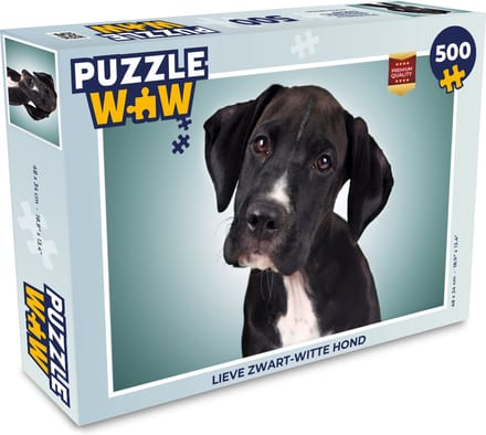 Puzzel Lieve zwart-witte hond - Legpuzzel - Puzzel 500 stukjes