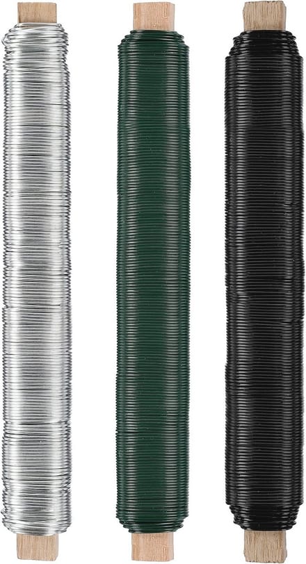 Bloemendraad knutseldraad set - 3 stuks wikkeldraad 0,65 mm x 38 m - Groen Zilver Zwart
