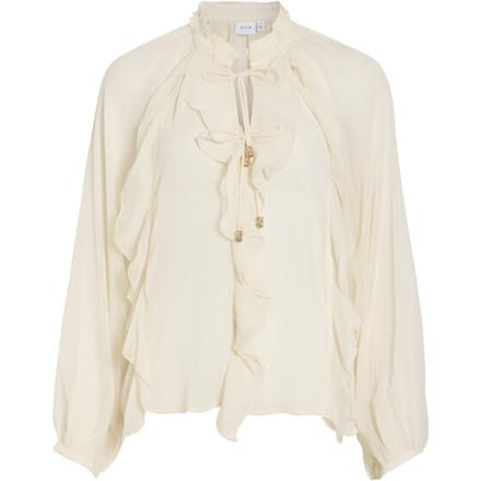VILA - VITIRO V-NECK L/S FLOUNCE TOP/BFS - Dames - Blouses