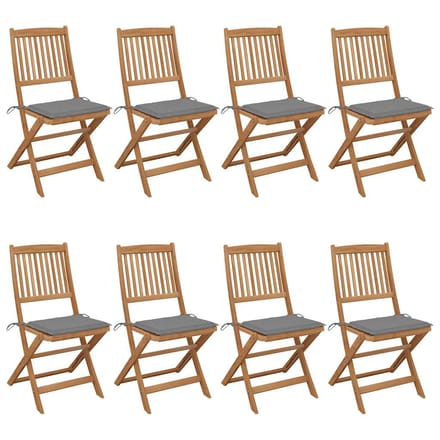 vidaXL - Inklapbare - stoelen - 8 - st - met - kussens - massief - acaciahout