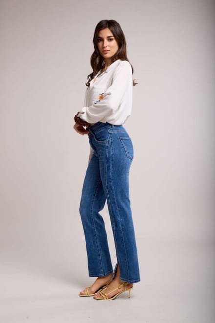 Toxik3 - Jeans met split en dubbele knoop