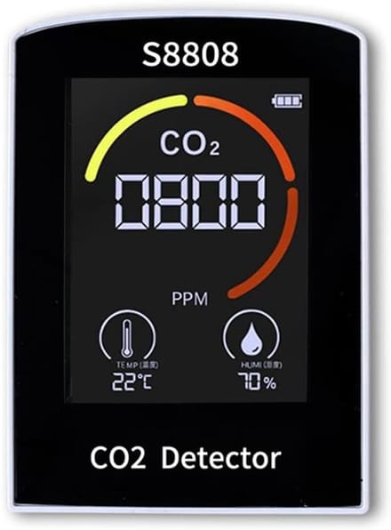 CO2 Meter - Luchtkwaliteit Sensor - Binnenklimaat Meten - 4-in-1 Functies - 400-5000ppm - Zwart Wit
