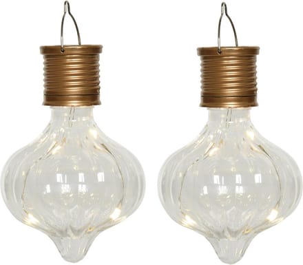 Lumineo solar hanglamp LED - 2x - Marrakech - kunststof - D8 x H12 cm
