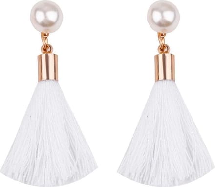 Fako Bijoux® - Oorbellen - Kwast Parel - Wit