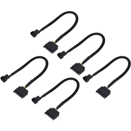 5 stuks SATA 15-pins naar 4-pins koelventilator voedingsadapterkabel converter 22AWG-kabel black
