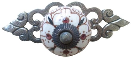 Patterned Cabinet Knob with Antique Brass Back Plate