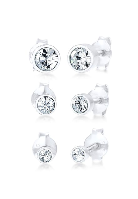Elli Oorbellen Steker Set Kristallen Basic 925 Zilver