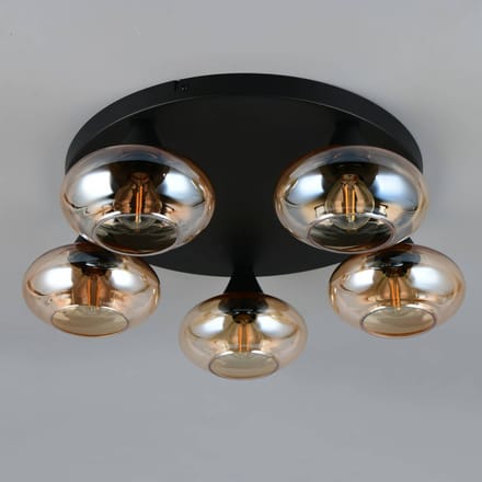 REALITY DIVINA - Plafondlamp - Amber - excl. 5x E14 4 W - Plafondbevestiging